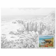 Холст на картоне с контуром BRAUBERG ART CLASSIC «ЦВЕТЫ И МОРЕ», 30х40, грунтованный, хлопок, 191541