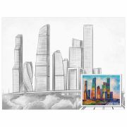 Холст на картоне с контуром BRAUBERG ART CLASSIC «МЕГАПОЛИС», 30х40см, грунтованный, хлопок, 191543