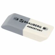 Ластик BRAUBERG «Assistant», 41х14х8 мм, серо-белый, прямоугольный, скошенные края, 222461