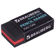 Ластик BRAUBERG «BlackJack», 40х20х11 мм, черный, прямоугольный, картонный держатель, 222466