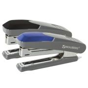 Степлер №10 BRAUBERG «Delta», до 12 листов, с резиновой накладкой и антистеплером, серый, вставка ассорти, 222553