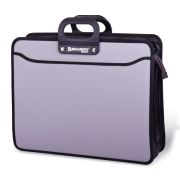 Папка-портфель пластиковая БОЛЬШОГО ФОРМАТА BRAUBERG «ПОРТФОЛИО», А3 (470х380х130 мм), 3 отделения, серая, 223080