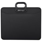 Папка-портфель пластиковая БОЛЬШОГО ФОРМАТА BRAUBERG «ПОРТФОЛИО» А3 (470х380х130 мм), 3 отделения, черная, 223081