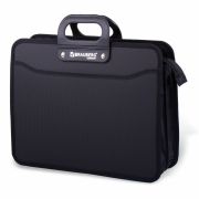 Папка-портфель пластиковая BRAUBERG «ПРЕМЬЕР» А4 (390х315х120 мм) 3 отделения, фактура «бисер», черная, 223082