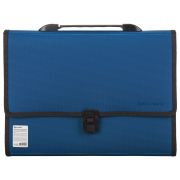 Папка-портфель пластиковая BRAUBERG «ДИПЛОМАТ» А4 (330х245х35 мм) 13 отделений, фактура «бисер», синяя, 226026