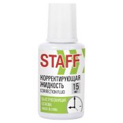 Корректирующая жидкость STAFF «Basic», быстросохнущая, 15 мл, с кисточкой, 226055