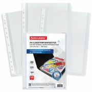 Папки-файлы перфорированные БОЛЬШОЙ ВМЕСТИМОСТИ до 250 л., А4, КОМПЛЕКТ 10 шт., 180 мкм, BRAUBERG, 226833