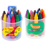 Восковые мелки утолщенные JOVI (Испания), 16 цветов, детские от 3 лет, пластиковый стакан, точилка, 980/16
