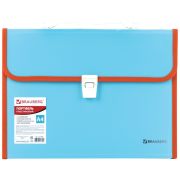 Папка-портфель пластиковая BRAUBERG «JOY», А4 (330х245х35 мм), 13 отделений, с окантовкой, бирюзовая, 227976