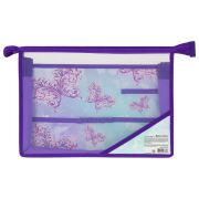 Папка для труда BRAUBERG А4, 2 отделения, пластик, молния сверху, органайзер, «Butterfly», 229133