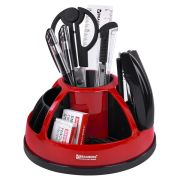 Канцелярский набор BRAUBERG «ULTRA», 10 предметов, вращающаяся конструкция, черно-красный, 231929