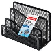 Подставка для бумаг и писем BRAUBERG «Germanium», металлическая, 3 секции, 122х173х83 мм, черная, 231946