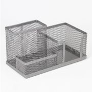 Подставка-органайзер BRAUBERG «Germanium», металлическая, 3 секции, 102*186*95 мм, серебристая, 231987