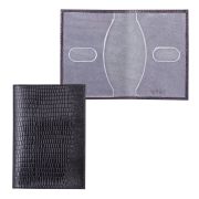 Обложка для паспорта BEFLER «Ящерица», натуральная кожа, тиснение, черная, О.1-3