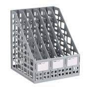 Лоток вертикальный для бумаг (250х245х295 мм), 6 отделений, сетчатый, сборный, серый, ЛТ86