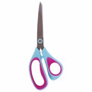 Ножницы BRAUBERG «Universal», 190 мм бирюзово-фиолетовые, ассиметричные, ребристые резиновые вставки, 236452