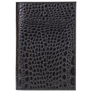 Обложка для паспорта BEFLER «Кайман», натуральная кожа, тиснение «крокодил», черная, O.1.-13