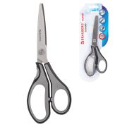 Ножницы BRAUBERG «SUPER», 210 мм, серо-черные, 2-х сторонняя заточка, эргономичные ручки, 237296