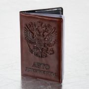Обложка для автодокументов STAFF, полиуретан под кожу, «АВТОДОКУМЕНТЫ», коричневая, 237598