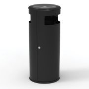 Урна уличная с пепельницей, кольцом для мешка, створка с замком, 955х455х455 мм, 70 литров, черная, «Метрополь-2»