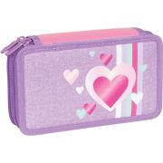 Пенал TIGER FAMILY с наполнением, 3 отделения, 29 предметов, «Sweet Love» (Purple), 19х11х7 см, 270236