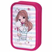 Пенал ЮНЛАНДИЯ, 2 отделения, ламинированный картон, блестки, 19х11 см, «Girl», 270887