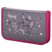 Пенал ЮНЛАНДИЯ, 1 отделение, металлизированный картон, конгрев, 19х11 см, «Meow», 271103