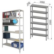 Стеллаж металлический «УНИВЕРСАЛ», 2000х1000х300 мм, УСИЛЕННЫЕ СТОЙКИ, 6 полок, регулируемые опоры, 290144