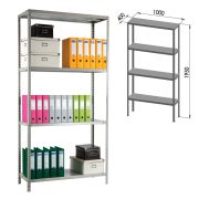 Стеллаж металлический ПРАКТИК «MS KD», сборная стойка, 1950х1000х400 мм, 4 полки, MS 200/100х40/4