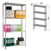 Стеллаж металлический ПРАКТИК «MS KD», сборная стойка, 1950х1000х600 мм, 4 полки, MS 200/100х60/4