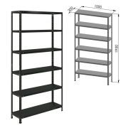 Стеллаж металлический BRABIX «ГРАФИТ MS KD-195/30-6», лофт, 1950х1000х300 мм, 6 полок, 291271, S240BR243693