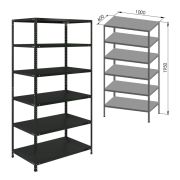 Стеллаж металлический BRABIX «ГРАФИТ MS KD-195/60-6», лофт, 1950х1000х600 мм, 6 полок, 291274, S240BR246693