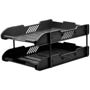 Лоток для бумаг горизонтальный DOLCE COSTO 2 секции черный