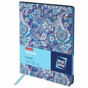 Тетрадь А5 (168х208 мм), 80 л., сшивка, клетка, под кожу, BRAUBERG VISTA, «Paisley», 403925