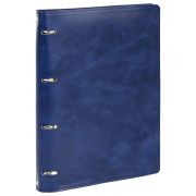 Тетрадь на кольцах БОЛЬШАЯ А4 (240х310 мм), 120 листов, под кожу, клетка, BRAUBERG «Main», синий, 404510