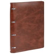 Тетрадь на кольцах БОЛЬШАЯ А4 (240х310 мм), 120 листов, под кожу, клетка, BRAUBERG «Main», коричневый, 404511