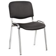 Стул для персонала и посетителей «ИЗО», хромированный каркас, кожзам черный Z-11, К3