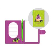 *Блокнот с ручкой Lamark Sweet Blackberry, 105х150 мм, ручка автоматическая OilPen, внутренний блок на гребне