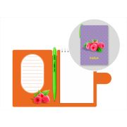 Блокнот с ручкой Lamark Малинка, 105х150 мм, ручка автоматическая OilPen, внутренний блок на гребне