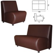 Диван мягкий двухместный «Клауд», «V-600», 1100х750х780 мм, без подлокотников, экокожа, коричневый