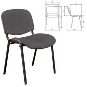 Стул для персонала и посетителей «ИЗО», черный каркас, кожзаменитель серый, Z-71