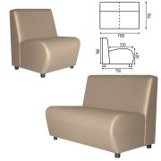 Диван мягкий двухместный «Клауд», «V-600», 1100х750х780 мм, без подлокотников, экокожа, бежевый