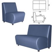 Диван мягкий двухместный «Клауд», V-600, 1100х750х780 мм, без подлокотников, экокожа, голубой