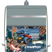 *Сумка для сменной обуви Lamark «Champion», 41х48 см, на шнурке, карман на молнии, полноцветная печать на кармане, светоотражающая лента, ручка-петля
