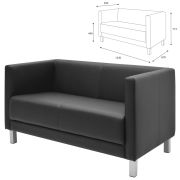 Диван мягкий двухместный «Атланта», «М-01», 1230х670х715 мм, c подлокотниками, экокожа, черный