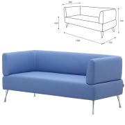 Диван мягкий трехместный «Норд», «V-700», 1560х720х730 мм, c подлокотниками, экокожа, голубой