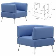 Кресло мягкое «Норд», «V-700», 820х720х730 мм, c подлокотниками, экокожа, голубое