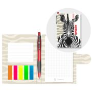 *Блокнот-органайзер Lamark Zebra,105*150 мм, ручка, пласт.закладки, вн.блок на скл., клетка