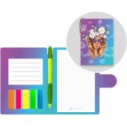Блокнот-органайзер Lamark Цветочное настроение, 105х150 мм, авт. шар. ручка, пласт.закладки, вн. блок на склейке, клетка