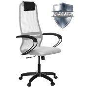 Кресло офисное МЕТТА «SU-B-8» пластик, ткань-сетка, сиденье мягкое, светло-серое